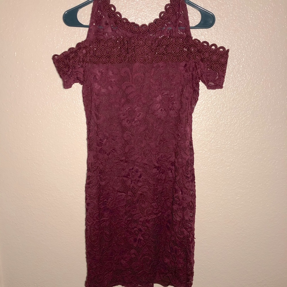 Red Cold Shoulder Lace Dress